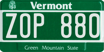VT license plate ZOP880