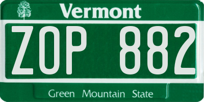 VT license plate ZOP882