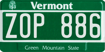 VT license plate ZOP886