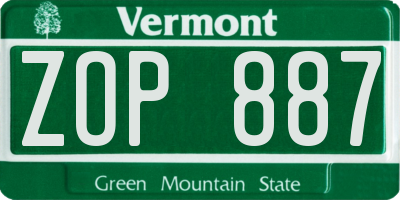 VT license plate ZOP887
