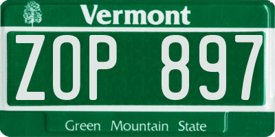 VT license plate ZOP897