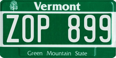 VT license plate ZOP899
