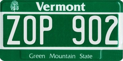 VT license plate ZOP902