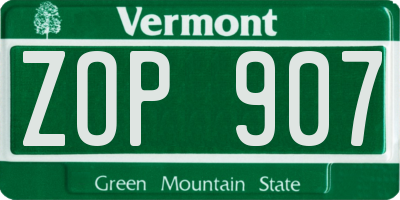 VT license plate ZOP907