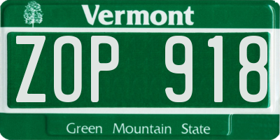 VT license plate ZOP918
