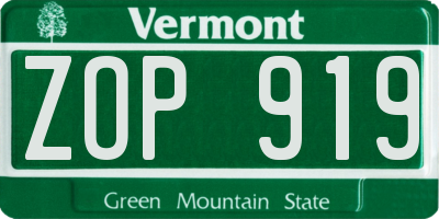 VT license plate ZOP919
