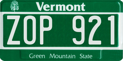 VT license plate ZOP921