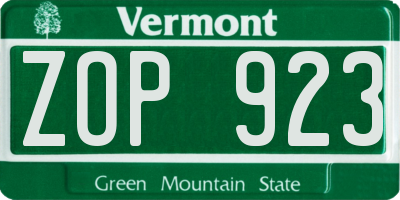 VT license plate ZOP923