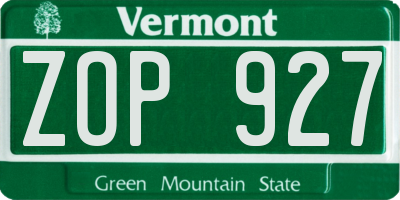 VT license plate ZOP927