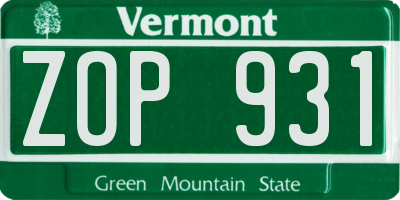 VT license plate ZOP931