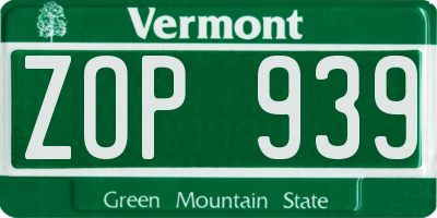 VT license plate ZOP939
