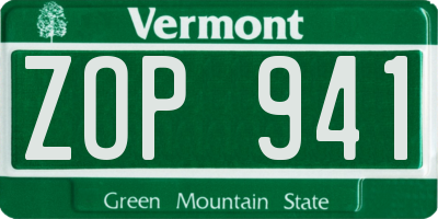 VT license plate ZOP941
