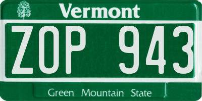 VT license plate ZOP943