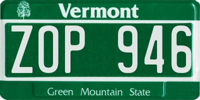 VT license plate ZOP946