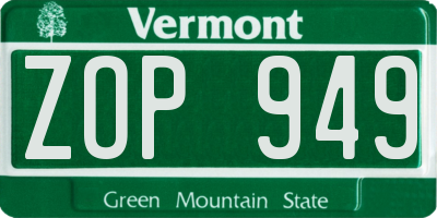 VT license plate ZOP949