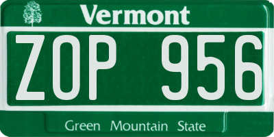VT license plate ZOP956