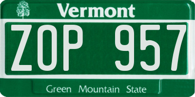 VT license plate ZOP957