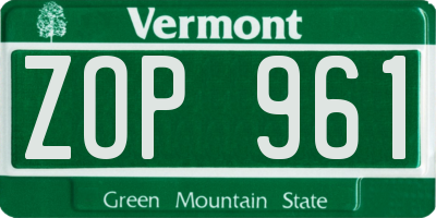VT license plate ZOP961