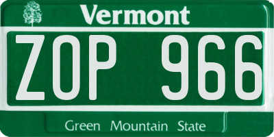 VT license plate ZOP966
