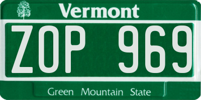VT license plate ZOP969