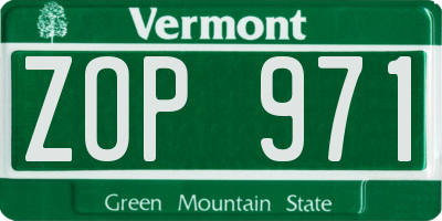 VT license plate ZOP971