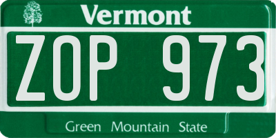 VT license plate ZOP973