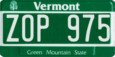 VT license plate ZOP975