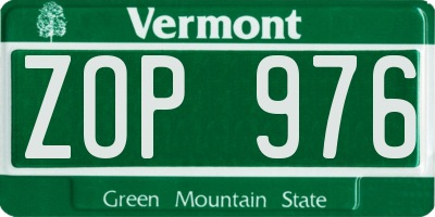 VT license plate ZOP976
