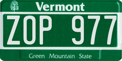 VT license plate ZOP977