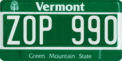 VT license plate ZOP990