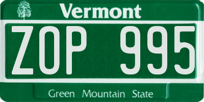 VT license plate ZOP995