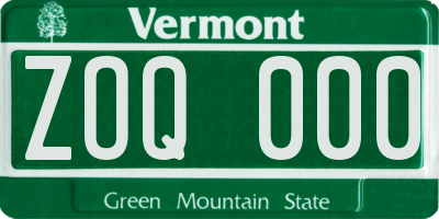 VT license plate ZOQ000