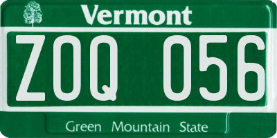 VT license plate ZOQ056