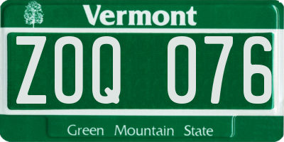 VT license plate ZOQ076