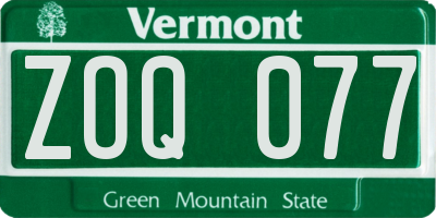 VT license plate ZOQ077