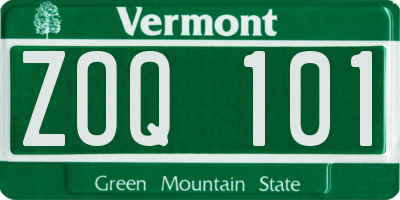 VT license plate ZOQ101