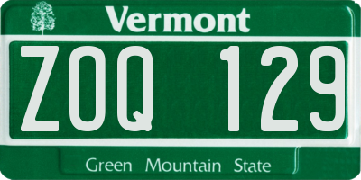 VT license plate ZOQ129