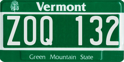 VT license plate ZOQ132