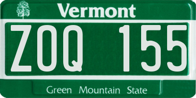 VT license plate ZOQ155