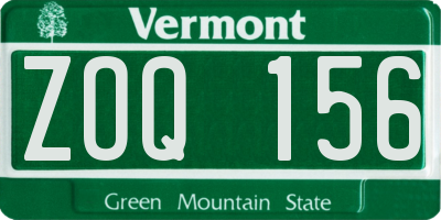 VT license plate ZOQ156
