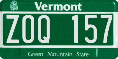 VT license plate ZOQ157