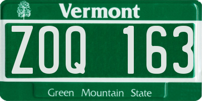 VT license plate ZOQ163