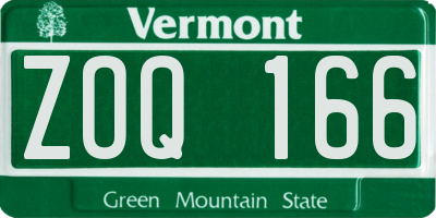 VT license plate ZOQ166