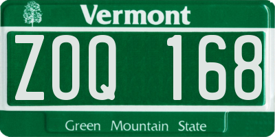 VT license plate ZOQ168