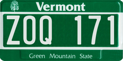VT license plate ZOQ171