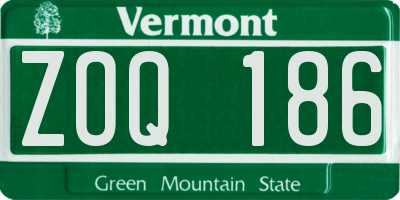 VT license plate ZOQ186