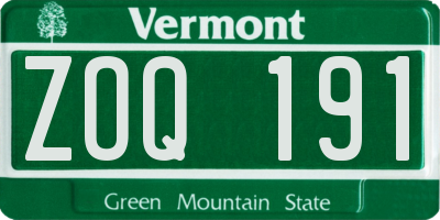 VT license plate ZOQ191