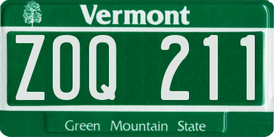 VT license plate ZOQ211