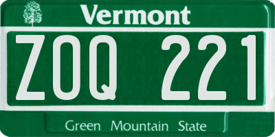 VT license plate ZOQ221