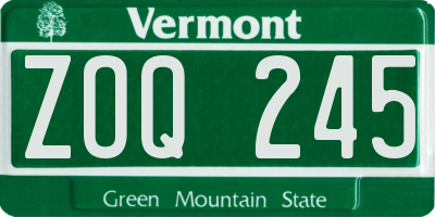 VT license plate ZOQ245